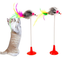 Load image into Gallery viewer, Stick Feather Wand With Bell Mouse
